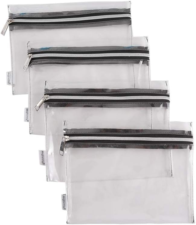 Photo 1 of ***USED** Clear Vinyl Zipper Multi-purpose Waterproof Office Home Supply Organizers toiletry Pouch Tool Bag 4-pack