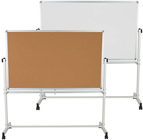 Photo 1 of ***FINAL SALE, NO RETURNS***
***INCOMPLETE SET, ONLY STAND*** Flash Furniture HERCULES Series 64.25"W x 64.75"H Reversible Mobile Cork Bulletin Board and White Board with Pen Tray