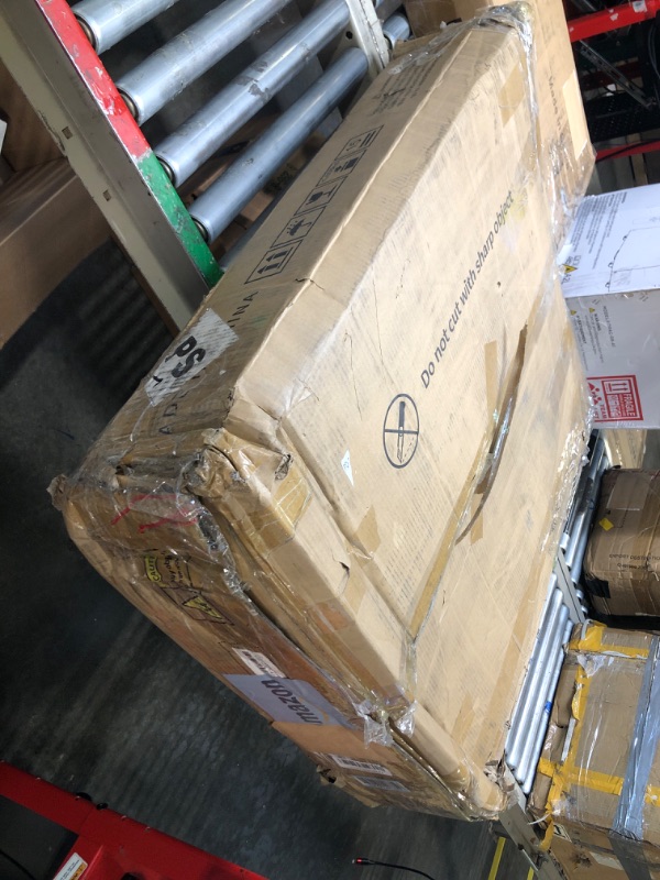 Photo 1 of YITAHOME Folding Kitchen Island with Trash Can Storage Cabinet & Power Outlet, Drop Leaf Kitchen Islands Table Long Floating on Wheels w 3 Storage Racks Cabinet for 10 Gallon Garbage Bin, Wihte & Oak