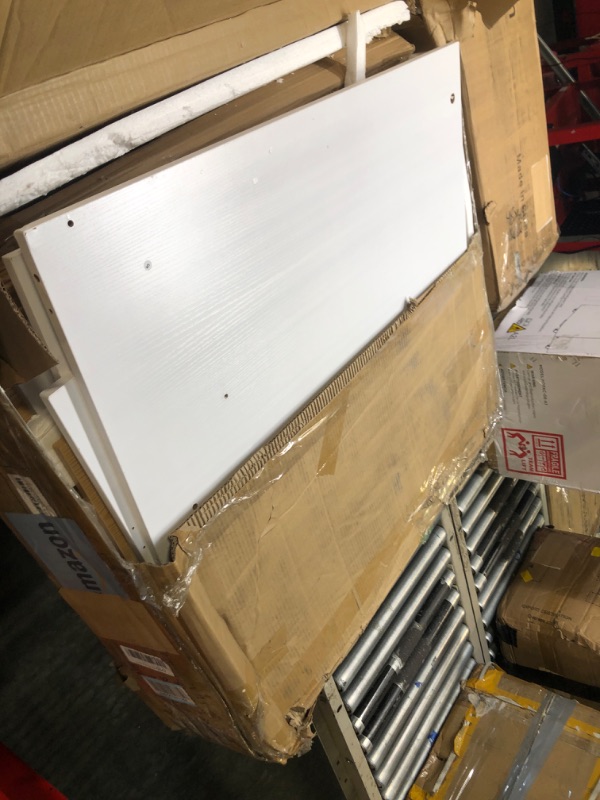 Photo 1 of YITAHOME Folding Kitchen Island with Trash Can Storage Cabinet & Power Outlet, Drop Leaf Kitchen Islands Table Long Floating on Wheels w 3 Storage Racks Cabinet for 10 Gallon Garbage Bin, Wihte & Oak