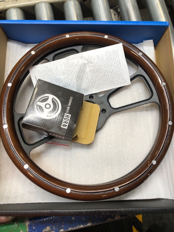 Photo 2 of 14" Real Mahogany Wood Steering Wheel w/Black Chevy Horn for Chevy C/K Series Truck