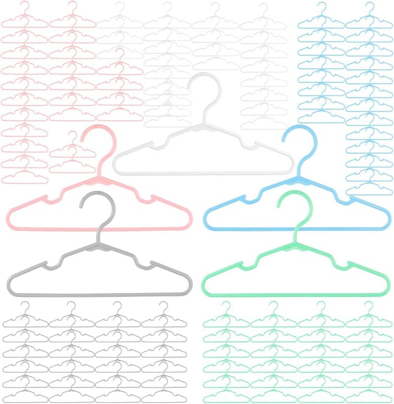 Photo 1 of 120 Pack Baby Hangers for Closet Mix Colors Plastic Kids Hangers Clothes Hangers Non Slip Baby Hangers for Nursery Toddler Clothing Hangers, Bulk