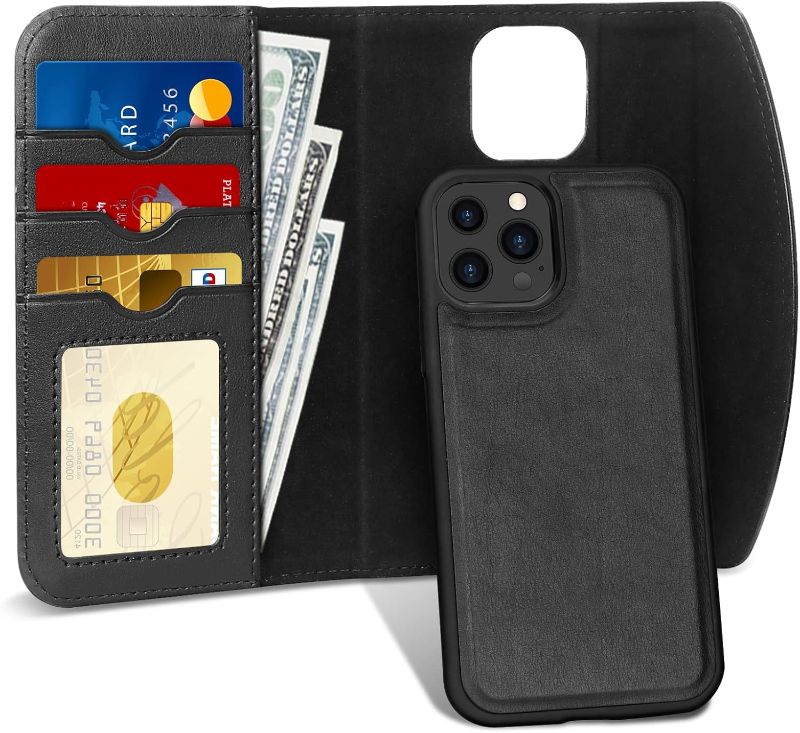 Photo 1 of ****USED*** FYY Designed for iPhone 13 Pro max 5G Case, [Support Magsafe Charging] 2-in-1 Magnetic Detachable Wallet Phone Case with Card Holder Protective Cover for iPhone 13 Pro 5G 6.1" 2021-Black
