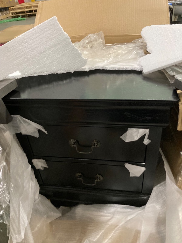 Photo 4 of ***DAMAGED***
Furniture of America Louis Philippe Traditional Solid Wood Nightstand with Drawers and Antique Nickle Handles, Small Bedside Table, No Assembly Wooden Night Stand for Bedroom, Guest Room, Dorm, Black
