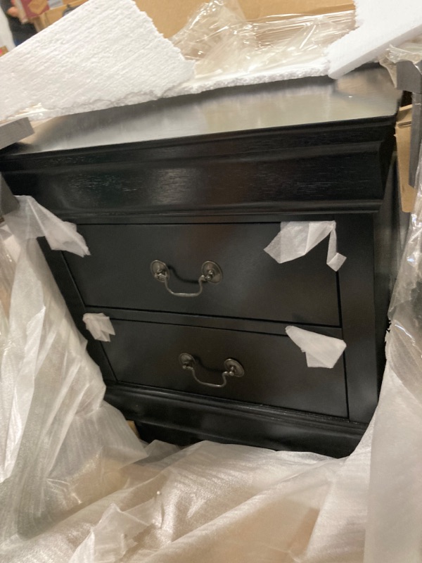 Photo 2 of ***DAMAGED***
Furniture of America Louis Philippe Traditional Solid Wood Nightstand with Drawers and Antique Nickle Handles, Small Bedside Table, No Assembly Wooden Night Stand for Bedroom, Guest Room, Dorm, Black
