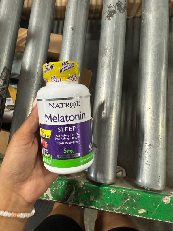 Photo 1 of Natrol Sleep Melatonin 5mg Fast Dissolve Tablets, Nighttime Sleep Aid for Adults, 150 Strawberry-Flavored Melatonin Tablets, 150 Day Supply Strawberry 150 Count (Pack of 1)