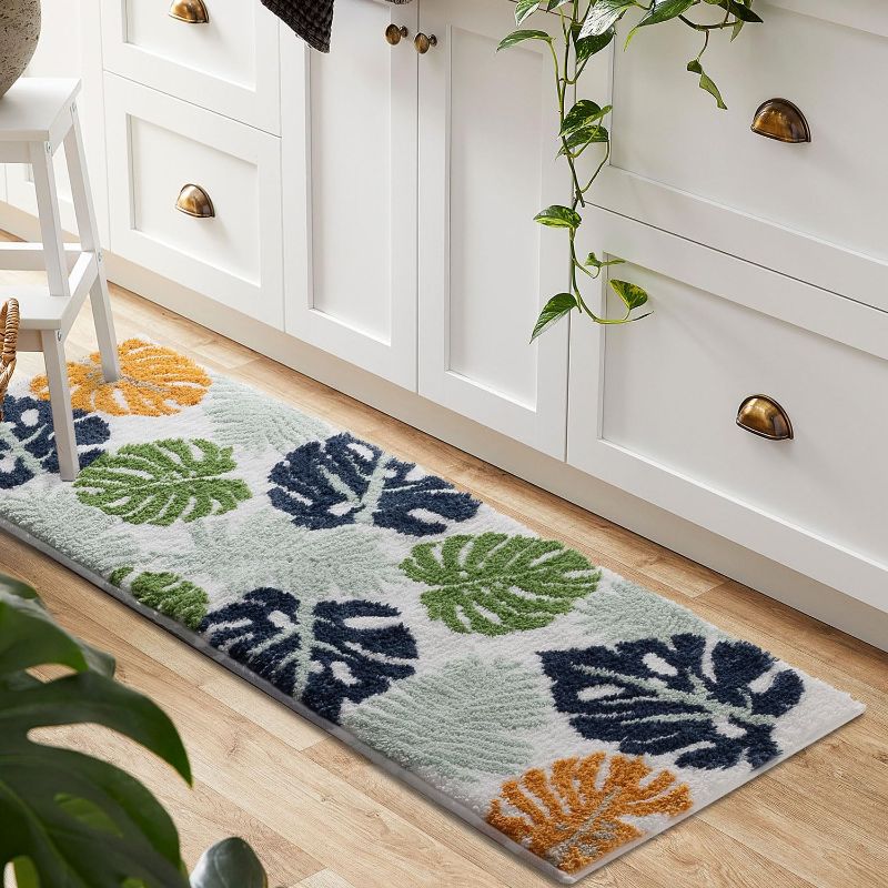 Photo 1 of ** photo is not exact, reference**
Urtlmaji Bathroom Runner Rug Green Leaves Bath Mats, Monstera Leaf Long Bathroom Mat Cute Non Slip Microfiber Plush Small Bath Rug Washable Absorbent Floor Door Mat for Shower Tub 18"x47"