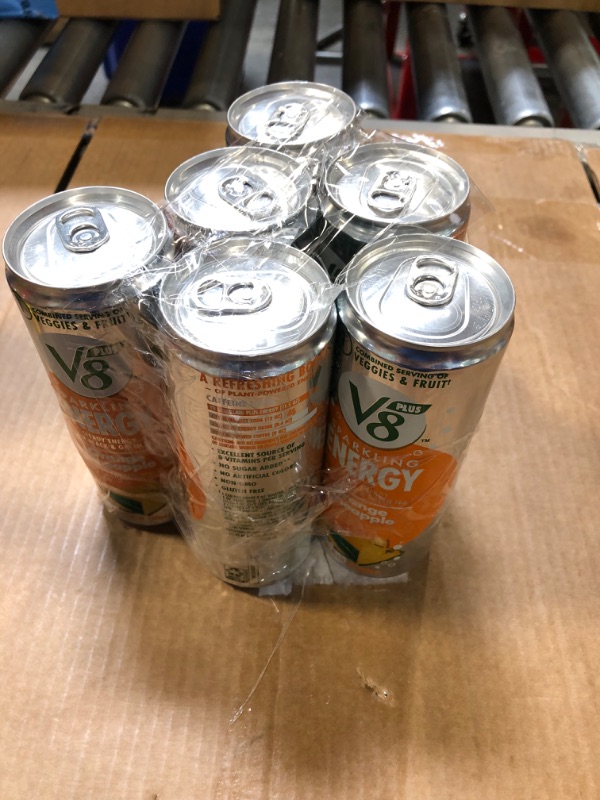 Photo 2 of  6 PK V8 +Energy Sparkling Orange Pineapple Energy Drink