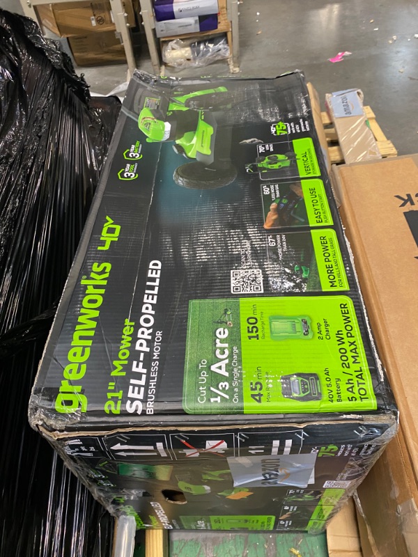 Photo 2 of ****BATTERIES MISSING***
Greenworks 40V 21" Brushless Cordless (Self-Propelled) Lawn Mower (LED Headlight + Aluminum Handles), 5.0Ah Battery and Charger Included (75+ Compatible Tools)