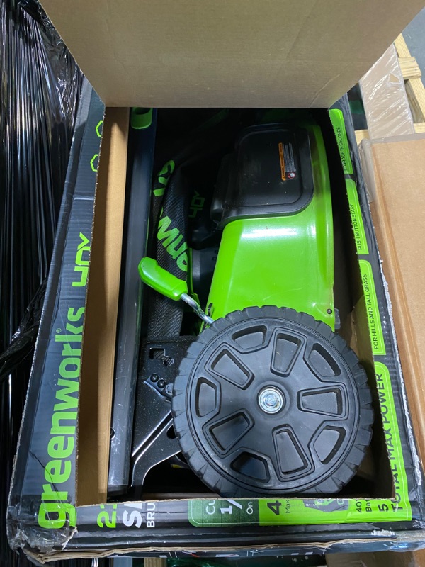 Photo 3 of ****BATTERIES MISSING***
Greenworks 40V 21" Brushless Cordless (Self-Propelled) Lawn Mower (LED Headlight + Aluminum Handles), 5.0Ah Battery and Charger Included (75+ Compatible Tools)