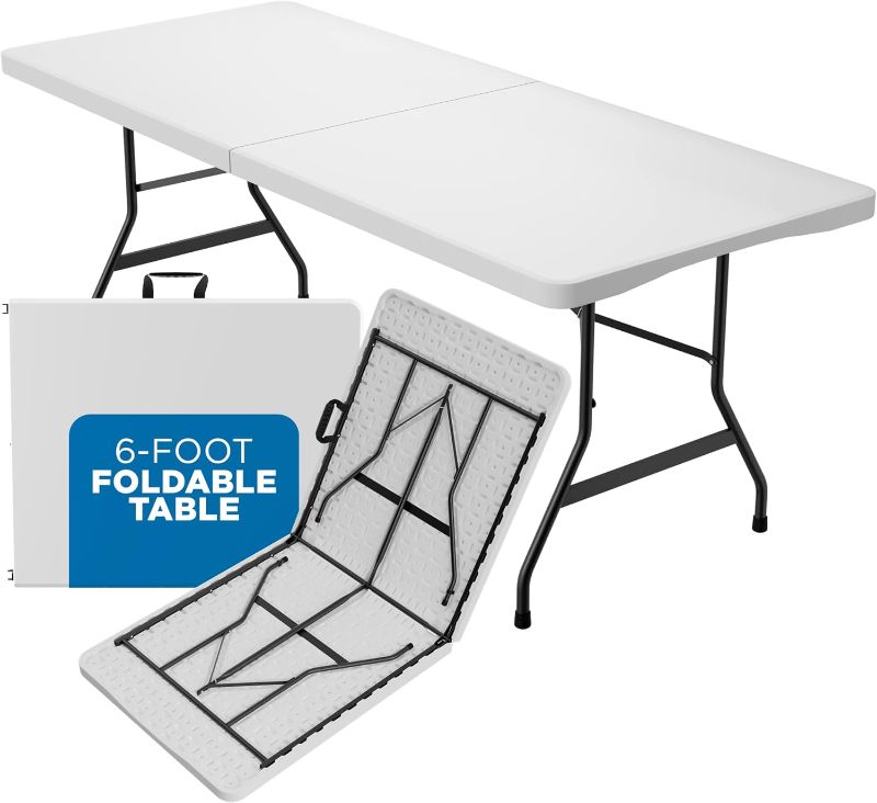 Photo 1 of *****damaged*****Sorfey Folding Table 6-Foot X 30 inch, White Plastic
