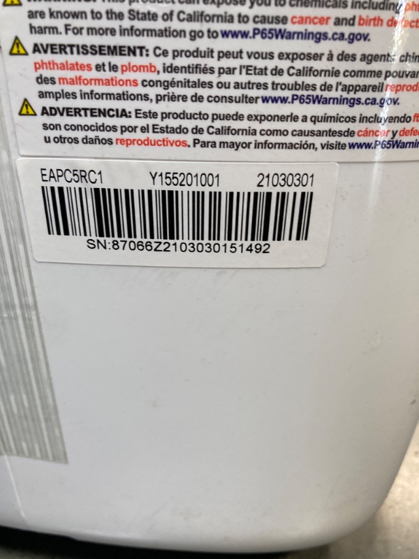 Photo 5 of ****USED*****Missing hose/tubbing*** Emerson Quiet Kool EAPC8RSD1 8,000 BTU Air Conditioner with Dehumidifier for Bedrooms, 115V, Quiet Portable AC for Rooms up to 300 Sq. Ft. with 3 Speeds, Remote Control, and 24-Hour Timer, White
