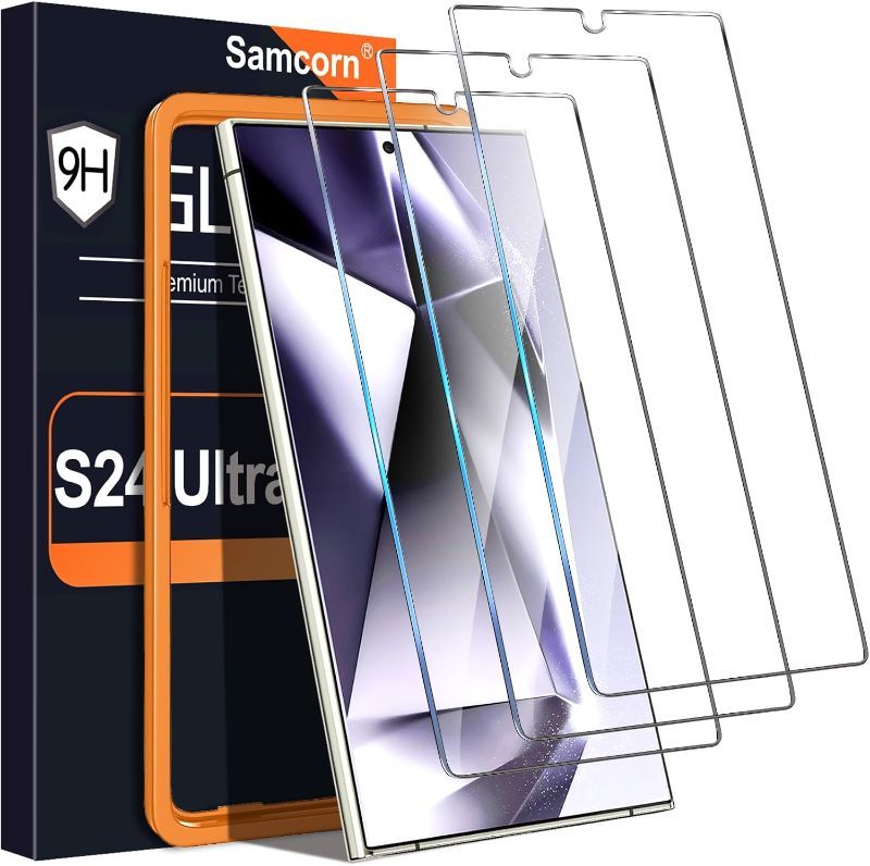 Photo 1 of **BUNDLE OF 2** letosan 3 Pack for Samsung Galaxy S24 Ultra Screen Protector, 9H Tempered Glass, Ultrasonic Fingerprint Unlock, Case Friendly for Samsung Galaxy S24 Ultra Tempered Glass Screen Protector 5G 6.8 Inch
