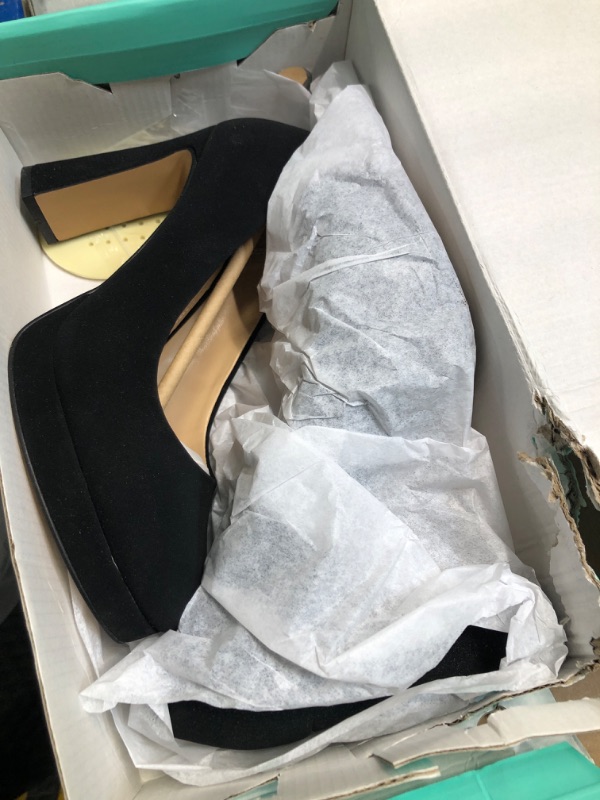 Photo 2 of ***DAMAGE BOX**** Platform Heels Women’s Pumps Black White Nude Closed Toe Chunky Heel Shoes 7.5 Black Nubuck