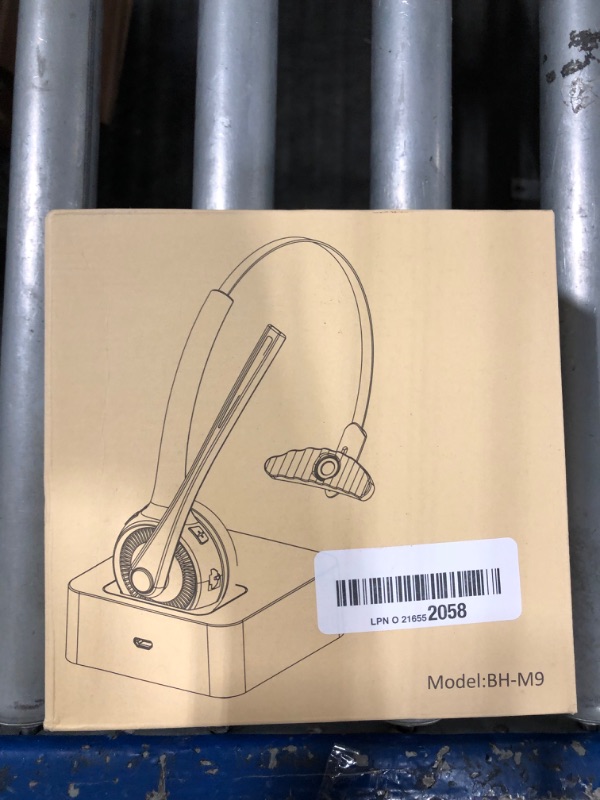 Photo 2 of ****USED** Trucker Bluetooth Angteela Headset with Microphone, Wireless Cell Phone Headset with Noise Canceling Mic Charging Base Mute Function for Home Office Call Center Skype