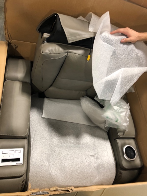 Photo 3 of ***New, factory packaging still intact*** Signature Design by Ashley The Man-Den Leather Power Recliner with Adjustable Headrest & Wireless Charging, Gray