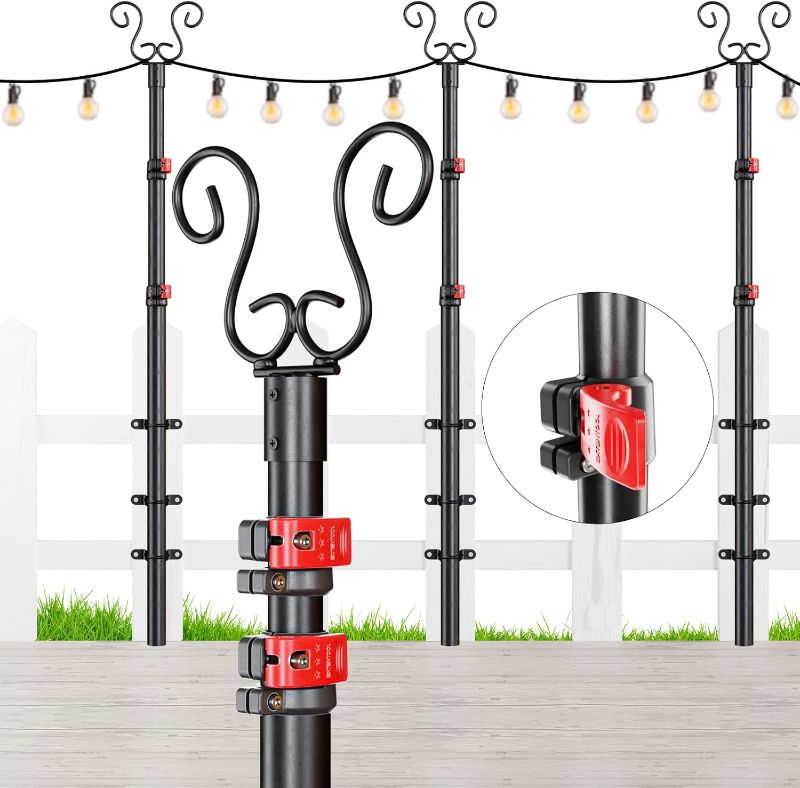 Photo 1 of ***USED***
IOEN String Light Poles for Outside - 3 Pack  Free Adjustment Pole with Fence Brackets, Aluminum Waterproof Harder Outdoor Poles with Hooks for Hanging...