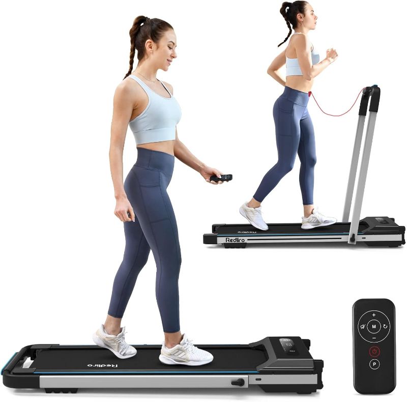 Photo 1 of ***Stock photo is a similar item, not exact*** REDLIRO Under Desk Treadmill, 2 in 1 Motorized Portable Foldable Treadmill Compact Fold Up Walking Pad, Sturdy Folding Treadmill for Small Space with Remote Control, LED Display for Home & Office Use
