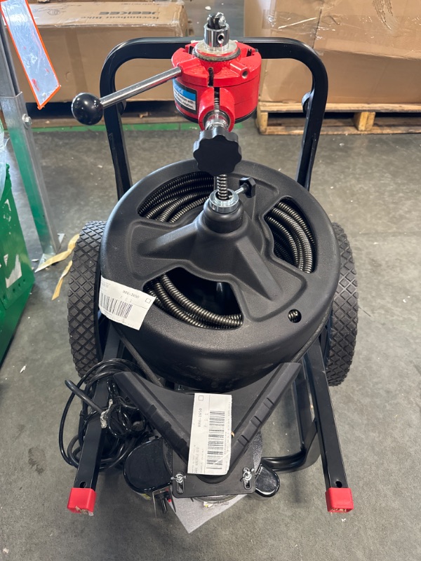 Photo 3 of ***missing accessories*** 100Ft Electric Drain Cleaner Machine, 1/2 Inch Auto-feed Electric Drain Auger for 1” to 4” Pipes w/ 6 Cutters, Gloves, Heavy-duty Drain Auger Cleaner Sewer Snake