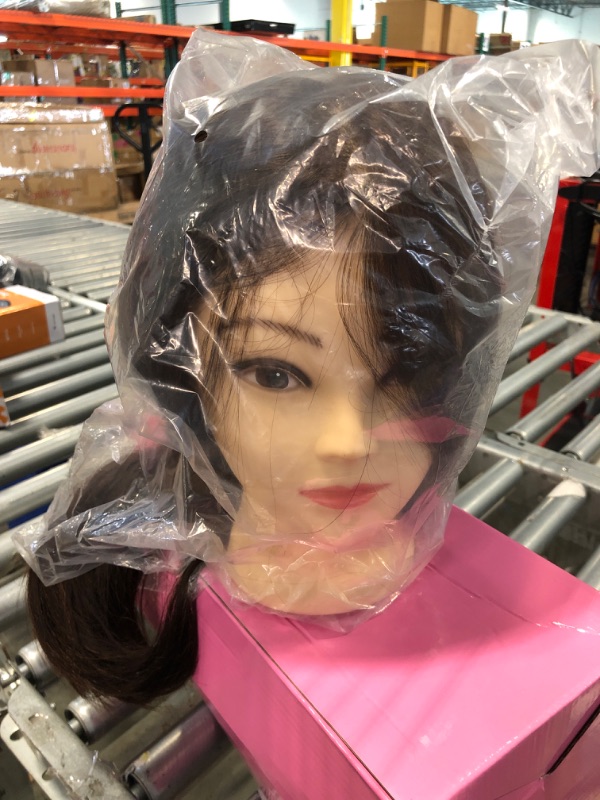 Photo 3 of ??? FUGUIRENHAIR 30" 80% Human Hair Mannequin Head Styling Training Head Manikin Cosmetology Doll Head with Stand