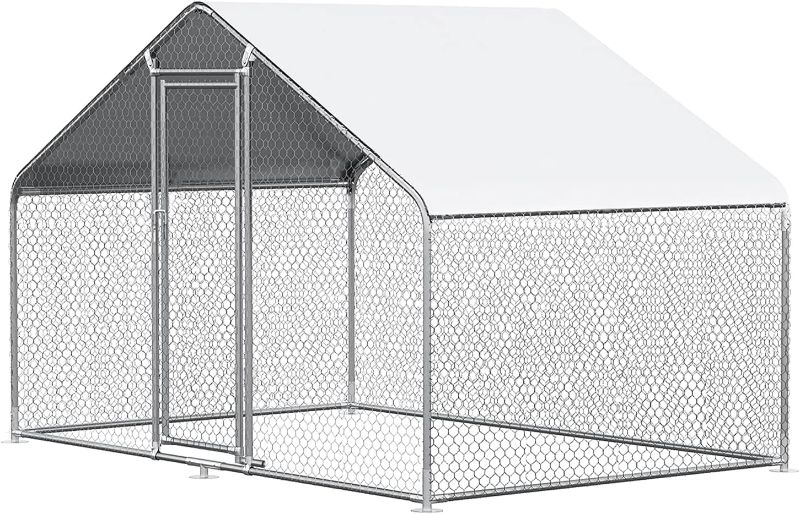 Photo 1 of ** FRAME BUILD ONLY, NO FENCE**
Chicken Coop Large Metal Chicken Run for 6/10 Chickens Poultry Cage with Waterproof Cover for Duck Walk-in Chicken Pen for Yard
