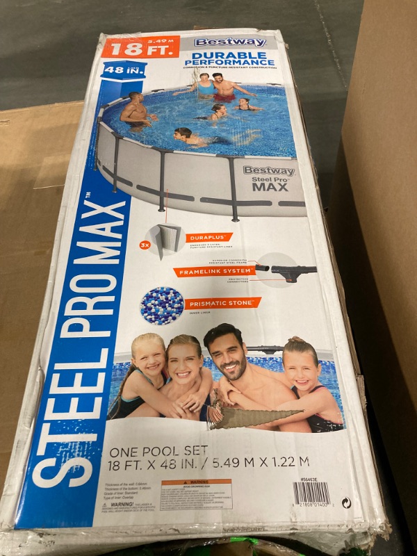 Photo 2 of ****MISSING FILTER PUMPS***
Bestway Steel Pro MAX 18 Foot x 48 Inch Round Metal Frame Above Ground Outdoor Swimming Pool Set with 1,000 Filter Pump, Ladder, and Cover
