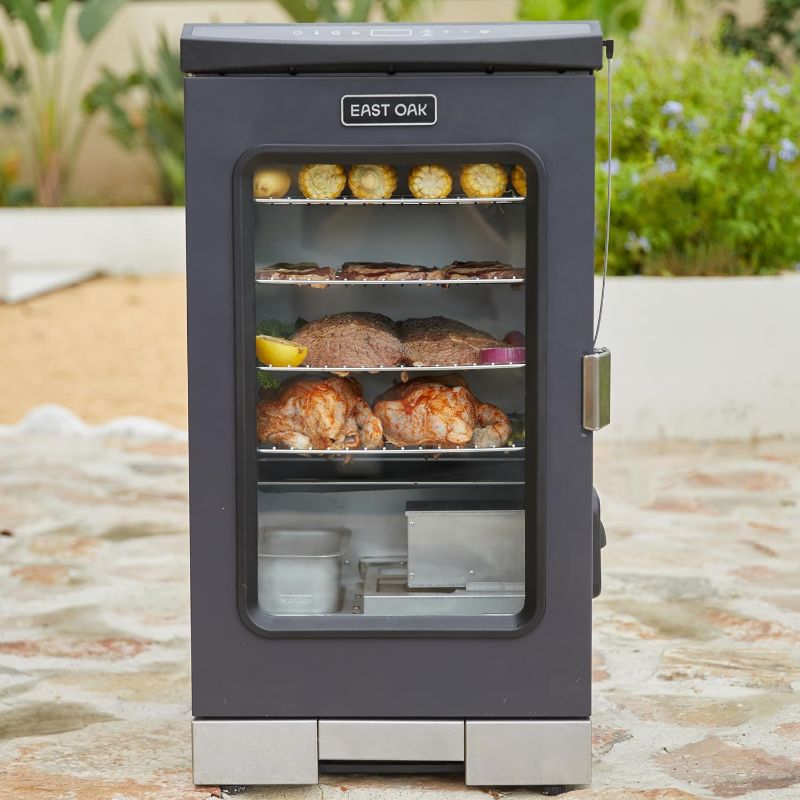 Photo 1 of ***HEAVILY USED***EAST OAK 30" Digital Electric Smoker, Outdoor Smoker with Glass Door and Meat Thermometer, 725 Sq Inches of Cooking with Remote, 4 Detachable Racks Smoker Grill for Party, Home BBQ, Night Blue
