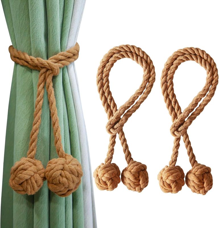 Photo 1 of Baeymonkay Curtain Tiebacks 6 Pack, Curtain Ties, Curtain Holders for Wall Drapes, Curtain Holdbacks, Curtain Tie Backs for Curtains Pull Backs, Drapery Tiebacks, Outdoor Brown Curtain Rope Tiebacks