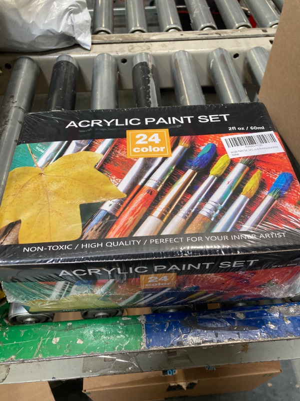 Photo 2 of ***Factory Sealed***
Acrylic Paint Set, 24 Colors (2 oz/Bottle) with 12 Art Brushes, Art Supplies for Painting Canvas, Wood, Ceramic & Fabric, Rich Pigments Lasting Quality for Beginners, Students & Professional Artist 