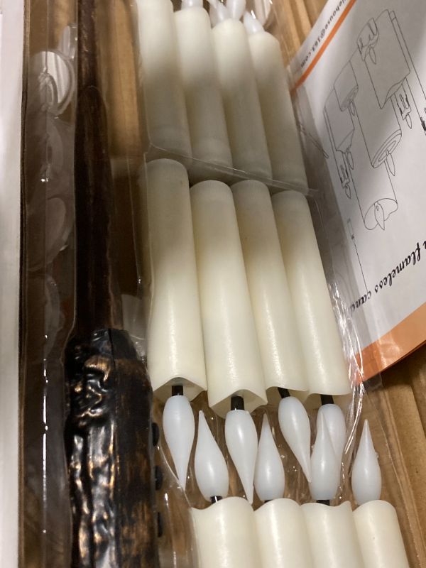 Photo 3 of ****USED*** 12 count Floating Candles with Wand, Hanging Candles with Timer, Magic Deco Candles Flickering Warm Light, Flameless Taper Candles with Wand Remote, LED Candlesticks for Birthday Halloween Party Decor - 3pk