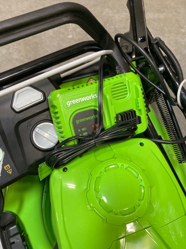 Photo 1 of ***MISSING HARDWARE**
Greenworks  21" (Push) Lawn Mower, 5.0Ah Battery, 4A Charger
