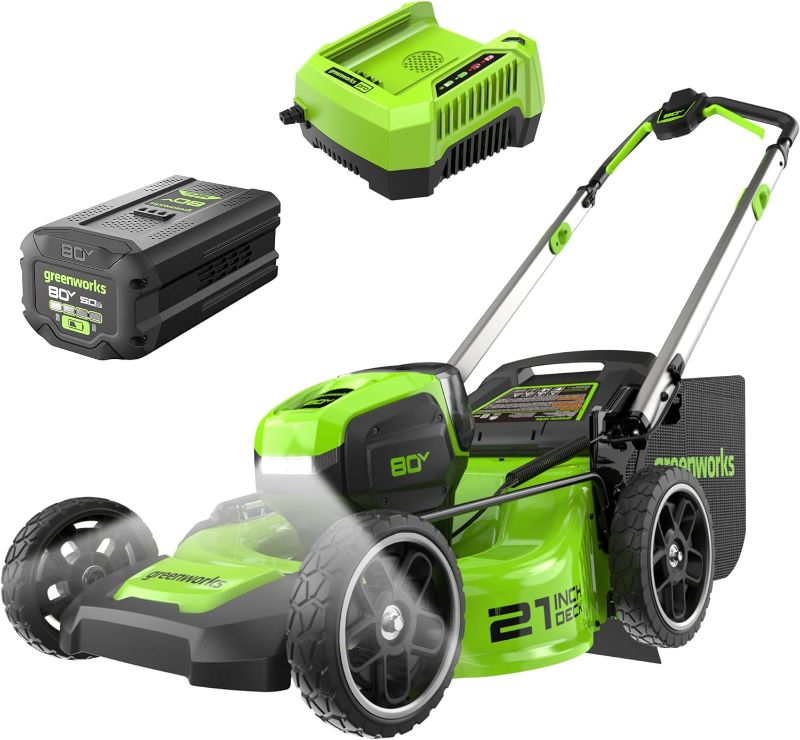 Photo 1 of ***MISSING HARDWARE**
Greenworks  21" (Push) Lawn Mower, 5.0Ah Battery, 4A Charger
