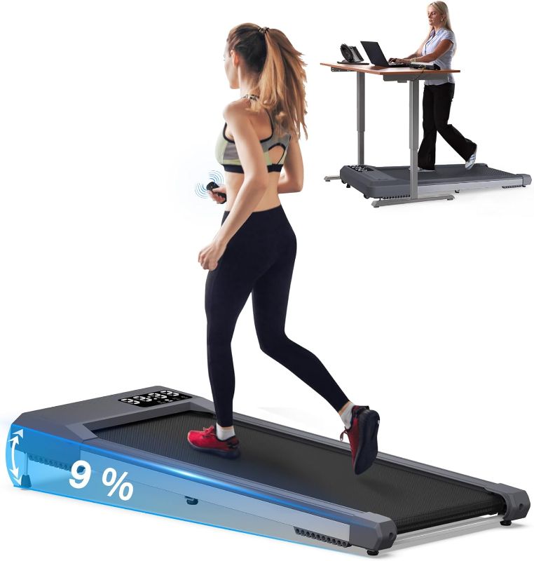 Photo 1 of 6% Incline Walking Pad Treadmills, Under Desk Treadmill 330lb Capacity for Home Small Space, Mute Control Portable Foldable Adjustable Incline Treadmill, Works with KINOMAP, Easy to Move and Store
