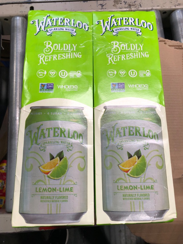 Photo 2 of  2-12PK****Waterloo Sparkling Water Lime Flavor Zero Calorie No Sugar 12oz Cans (Pack of 12), Fruit Flavored Sparkling Water, Naturally Flavored, Zero Calories, Zero Sugar, Zero Sodium Lemon-Lime