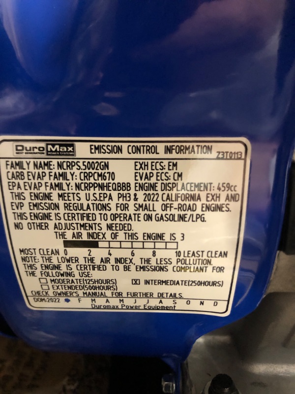 Photo 4 of ***ITEM IS BRAND  NEW,OPENED BOX FOR VERIFICATION ***
DURO MAX XP12000HX /9500-Watt Dual Fuel Electric Start Gasoline/Propane Portable Home Power Back Up Generator with CO Alert Shutdown