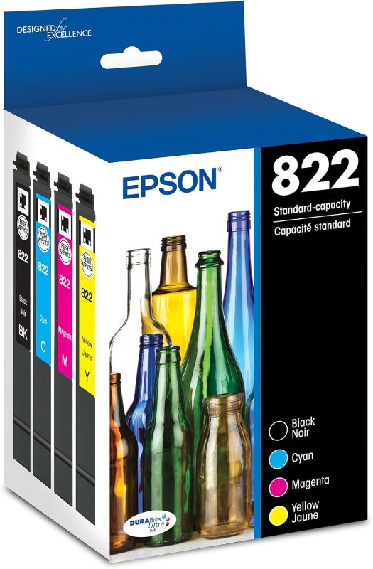 Photo 1 of ***USED***COLORS BLUE,YELLOW, PINK ONLY***BLACK NOT INCLUDED ***Epson 822 Standard Yield 3pk Ink Cartridge - Cyan Magenta Yellow 5 unid

