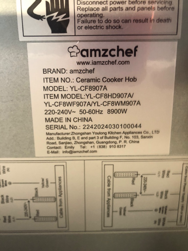 Photo 4 of AMZCHEF Electric Cooktop 36 inch Built-in Electric Stove Burner with 5 Burners,8900W Power Control by Knob,Ceramic Electric Stove with Hot Surface Indicator,220V-240V