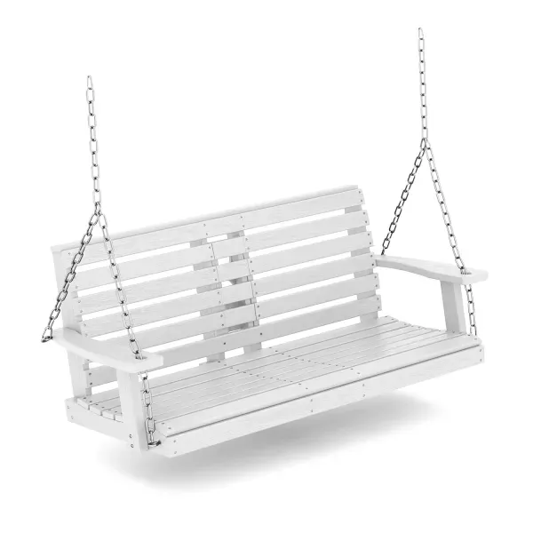 Photo 1 of ***Factory packaging*** KINGYES Outdoor Hanging Porch Swing, Waterproof Swing with Cup Holders for Courtyard & Garden, 660LBS Weight Capacity, White