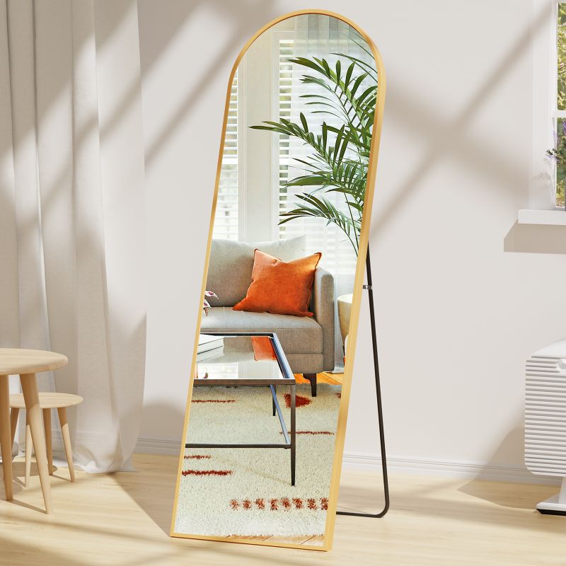 Photo 1 of ***Stock photo is a similar item*** Arched Full Length Mirror Full Body Mirror Rectangle Free Standing Wall Mounted Leaning Hanging Floor Mirrors, Gold