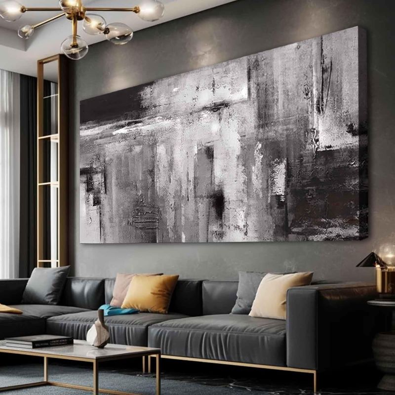 Photo 1 of ***Stock photo is a similar item, not exact***  Black Abstract Wall Art Living Room Decor Painting  White Abstract Graffiti Wall Decorations for Bedroom Kitchen Dining Room Office
