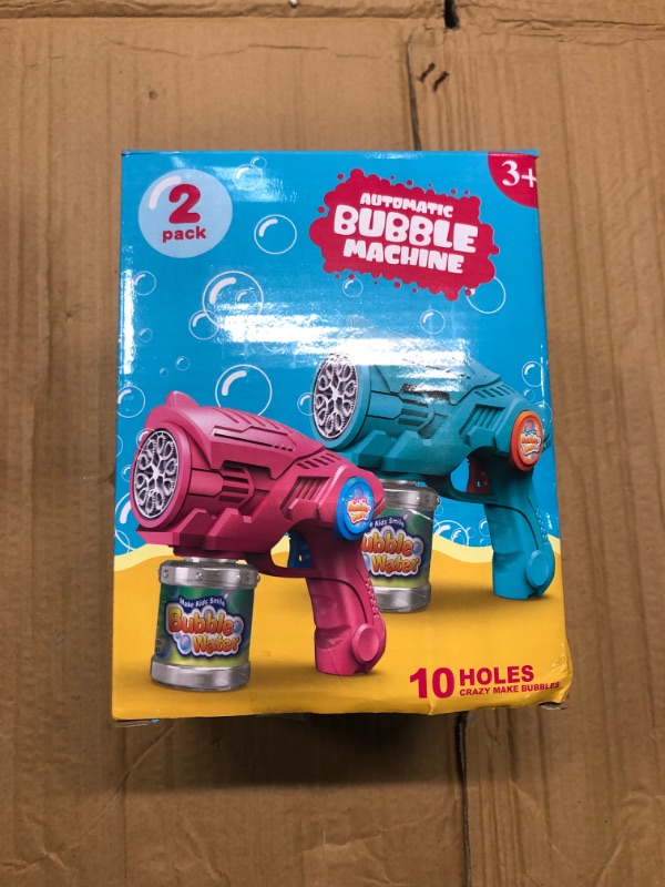 Photo 1 of Aitey Bubble Machine Guns for Toddlers: Bubble Guns 2 Pack with 2 Bottles 15 Bags Refill Solution Bubble