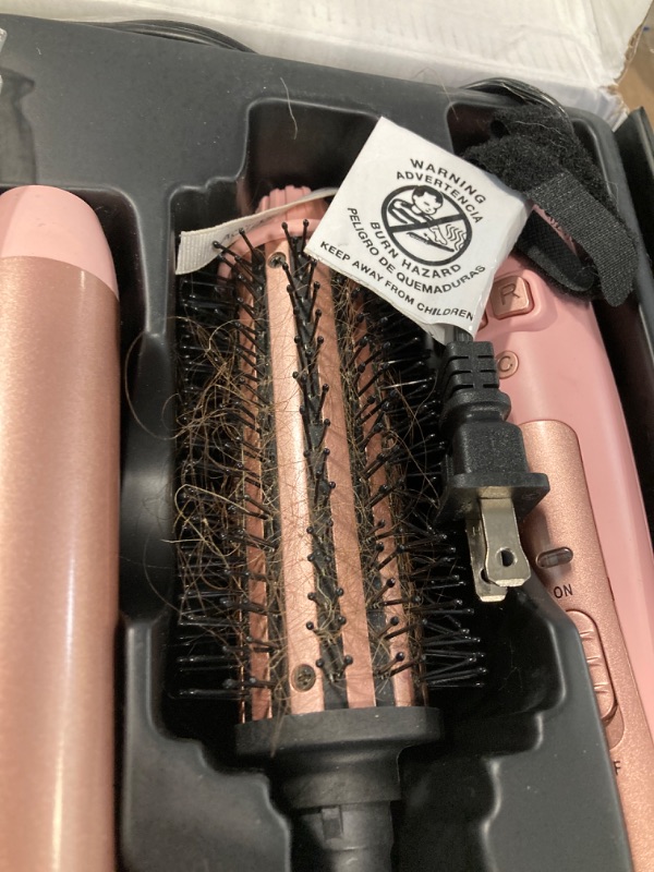 Photo 4 of *****needs to be cleaned*****FARERY 4 in 1 Interchangeable Automatic Rotating Curling Iron & Thermal Brush Set, (0.75''-1.25'') Curling Iron, Automatic Hair Curler with 1.5'' Heating Round Curling Brush, Instant Heat 410°F, Pink