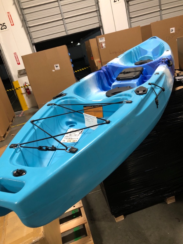 Photo 2 of  **SEE PICS, MAJOR DAMAGE, BE ADVISED**
  Fishing Kayaks, 12.4FT Sit on Top Kayak for 2 Person Adults with Paddle & Comfortable Seat, Capacity of 661LBS, Hard Shell Recreational Ocean Kayak Boat
