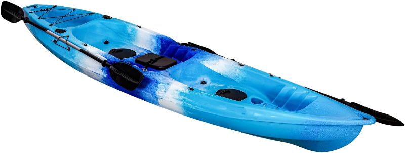 Photo 1 of  **SEE PICS, MAJOR DAMAGE, BE ADVISED**
  Fishing Kayaks, 12.4FT Sit on Top Kayak for 2 Person Adults with Paddle & Comfortable Seat, Capacity of 661LBS, Hard Shell Recreational Ocean Kayak Boat
