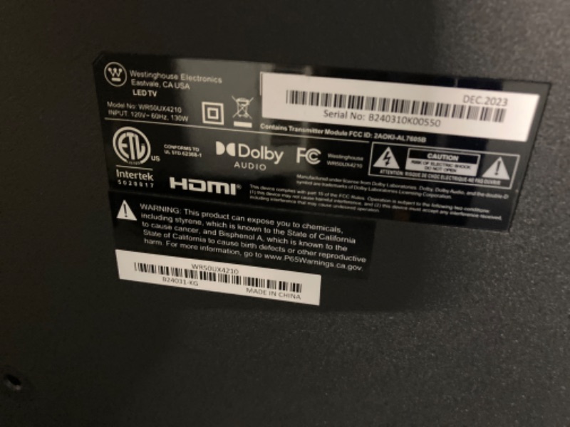 Photo 3 of ***SELLING AS PARTS - FINALE SALE - NO RETURNS****
Westinghouse Roku TV - 50 Inch Smart TV, 4K UHD LED TV with Wi-Fi Connectivity and Mobile App, Flat Screen TV Compatible with Apple Home Kit, Alexa and Google Assistant