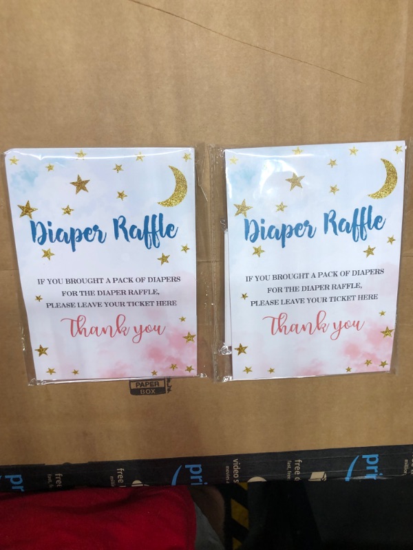 Photo 2 of (2 Pack) Diaper Raffle Tickets For Baby Shower, Moon & Stars Design Themed Cards, Party Favors For Baby Showers Game Cards, 1 Sign & 50 Cards Per Pack – (bb010-niaobu)