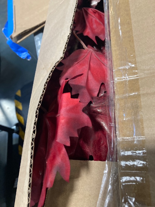 Photo 1 of ***USED***Hollyone Artificial Maple Leaves Branches 3Pcs 30" Fake Fall Maple Shrubs Burgundy Faux Autumn Maple Leaf Stems Plant for Indoor Home Office Table Centerpieces Wedding Thanksgiving Decor, Dark Red