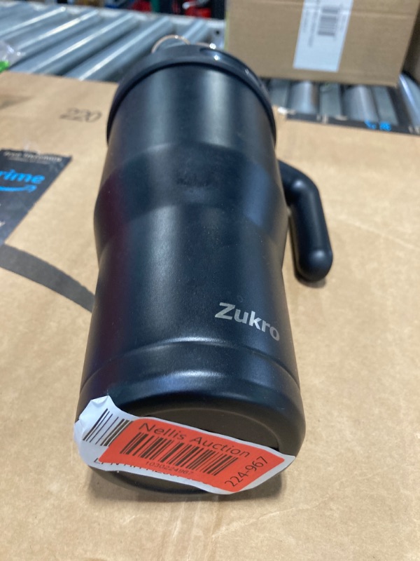 Photo 2 of ***NEEDS CLEANING***Zukro 50 oz Mug Tumbler With Handle And Flip Straw, Leakproof Vacuum Insulated Stainless Steel Cup Water Bottle with 2-in-1 Lid,Large Travel Mug, Fit in Cup Holder, Keeps Cold for 30 Hours, Black