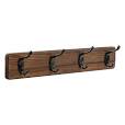 Photo 1 of (2 Pack) Wall Mounted Coat Rack - Metal Coat Hooks Hanger with Pine Solid Wood Board, 4 Black Literary Rustic Hooks Rail Wall Mount for Hanging Coats, Clothes, Bags, Hat, Towel
