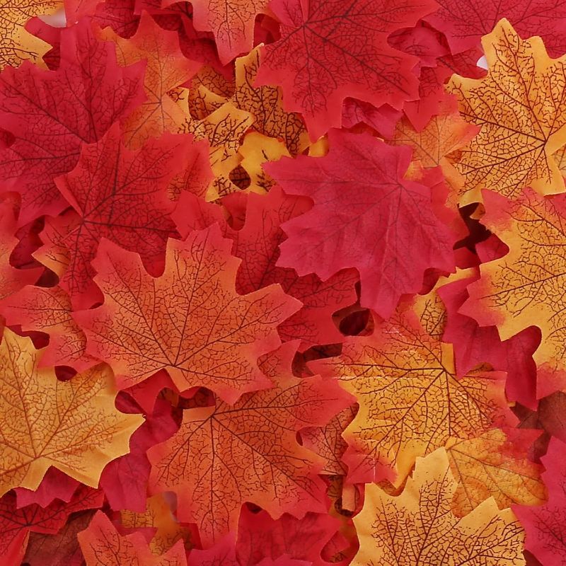 Photo 1 of  Artificial Maple Leaves 6 Colors Fall Leaves Thanksgiving Day Autumn Leaf Decorations Wedding Parties Props Party Table Decor Crafts
